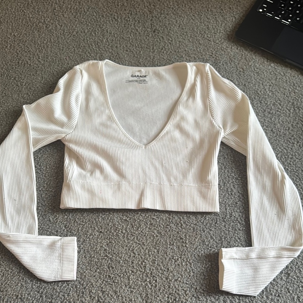 Garage Women's White Ribbed Crop Top